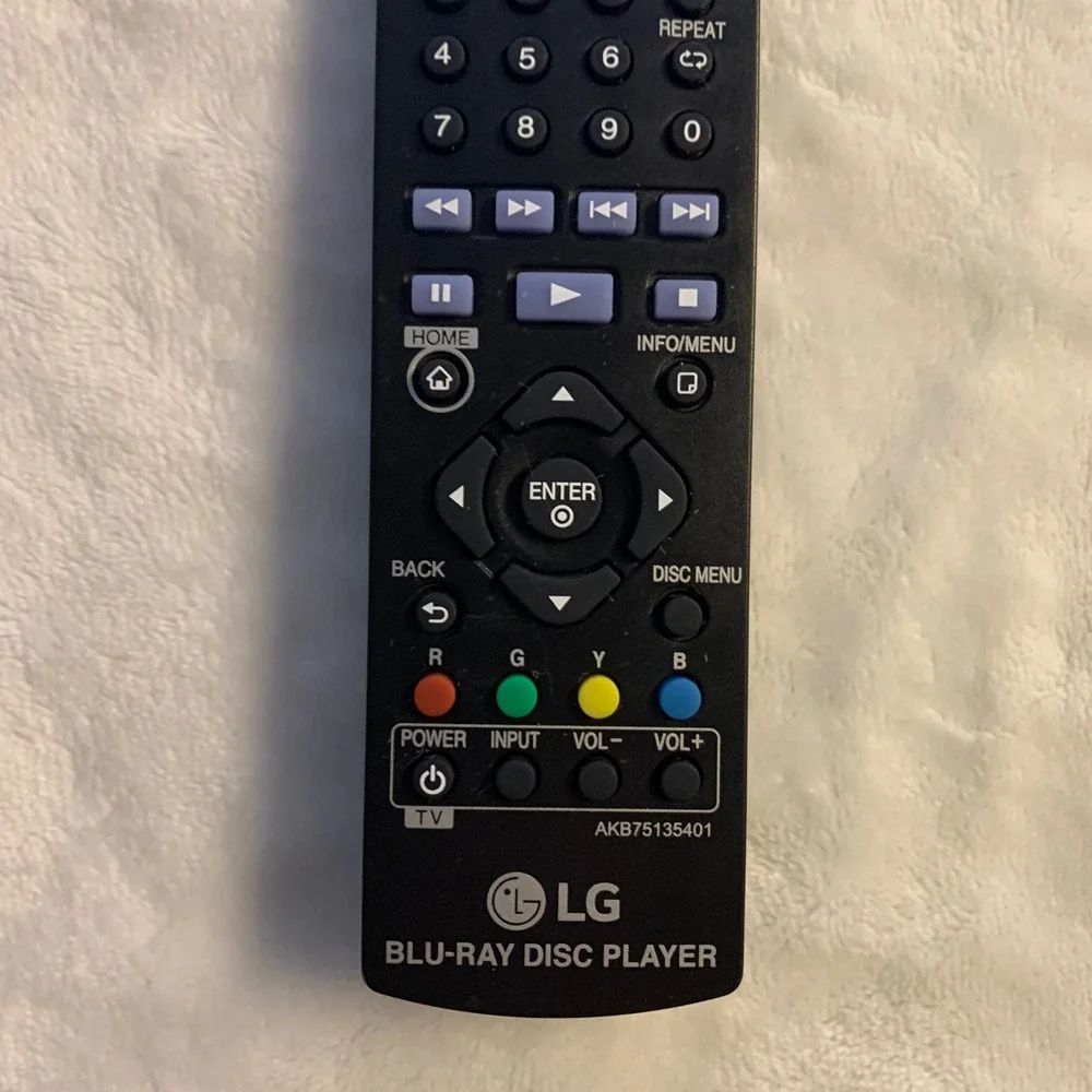 LG AKB75135401 Black Blu-ray Disc‎ Player Remote Control Black Replacement Works